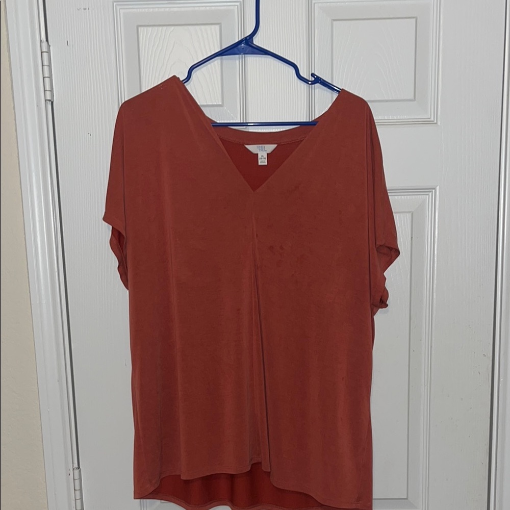 Time and Tru Orange V-Neck Oversized Tunic